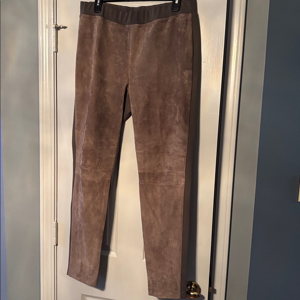 Lafayette 148 New York Leather Green Front with Dark Olive Green Back Pants